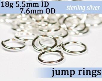 May include: A pile of silver jump rings, 18 gauge, 5.5mm inner diameter and 7.6mm outer diameter. sterling silver jump rings.