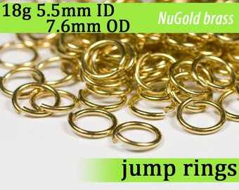 18g 5.5 mm ID 7.6 mm OD NuGold brass jump rings -- 18g5.50 open jumprings