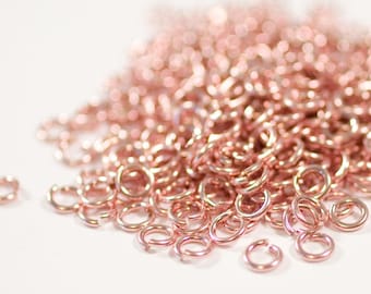 20g 3.5 mm ID 5.2mm OD rose gold filled jump rings -- 20g3.50 pink goldfill jumprings 14k goldfilled