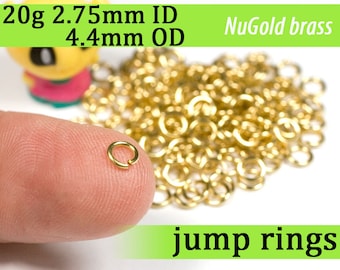 20g 2.75 mm ID 4.4mm OD NuGold brass jump rings -- 20g2.75 open jumprings