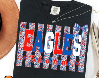 Custom School Mascot Patriotic Design,Striped Coquette Bow 4th July Png Floral Memorial Day Png,Red White Blue Png
