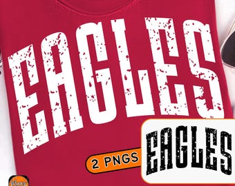 ダメージ加工のバーシティイーグルスPNG、イーグルスフットボールPNG、スクールスピリットウェアPNGマスコット昇華、イーグルスマスコットPNG、スクールスポーツイーグルスPNGデザイン