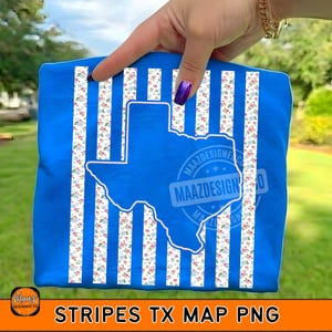 Carte du Texas à rayures bleu roses petites fleurs chemise Grandmillenal design état du Texas png sublimation,Tx png,Téléchargement numérique