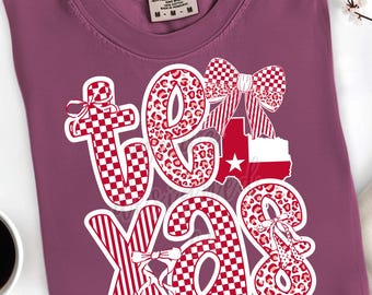 Coquette texas png design texas state shirt design tx png trendy texas shirt png usa state png texas bow png preppy texas sublimation file