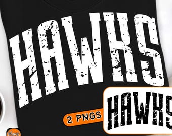 Distressed varsity hawks mascot png,hawks football png,hawks png shirt design,school spirit png mascot sublimation,Digital Download