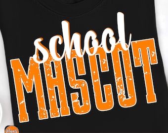 Mascota escolar personalizada con aspecto desgastado (PNG), Imagen deportiva personalizada (PNG), Nombre del equipo escolar personalizado (PNG), Espíritu escolar personalizado (PNG), Descarga digital