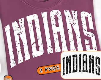 Distressed varsity indians png,indians football png,school spirit wear png mascot sublimation,indians  mascot png,school sport indians png