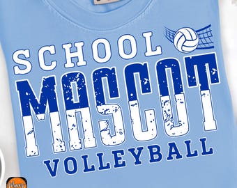 Benutzerdefinierte Beachvolleyball-Maskottchen High School Teamgeist Png Sublimation, Distressed Varsity Retro Spieltagvolleyball Png, digitaler Download