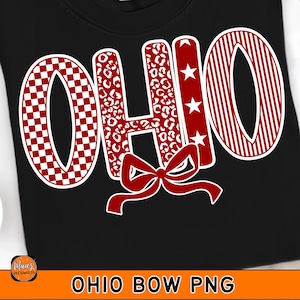 coquette bow Ohio png,Oh png,Ohio state gifts,usa state png,Ohio state Checkered leopard print girly shirt png sublimation designs
