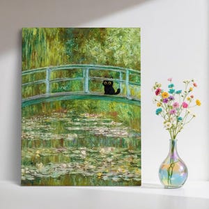 Monet Seerosenkatze Druck: Lustiges Geschenk für Katzenliebhaber (Digitaler Download PNGs)
