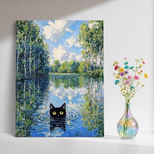 Buy 3 Get 1 Free, Black Cat Art, Home Decor, Funny Gift Idea, Gift for Cat Lover, Wall Art, Gift for Her,Funny Black Cat Art,Cat Print