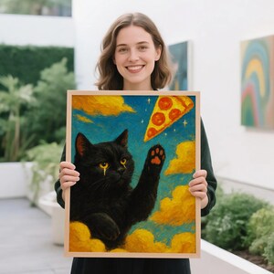 カクテルアートバーカート装飾、黒猫アート、リビングルームの壁アート、オフィスの壁装飾、猫好きへのギフト、面白い猫のプリント、ファインアートプリントギフト