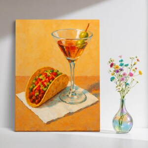 Kup 3, a dostaniesz 1 gratis, drukowana sztuka ścienna, modny, wystrój kuchni, hot dog i brudny martini, dekoracja wózka na koktajle, elegancki prezent w postaci obrazu olejnego
