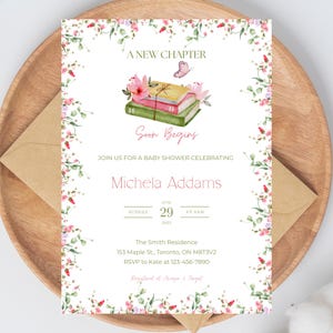 Wildflower Storybook Baby Shower Invitation: Editable Canva Template (Digital Download