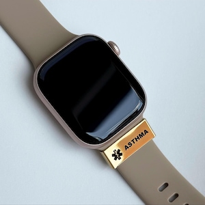 Asthma Medical ID Watch Band Charm – Emergency Alert Tag for Apple, Garmin, Whoop & More | Custom Medical Safety Tag | Smartwatch Accessory