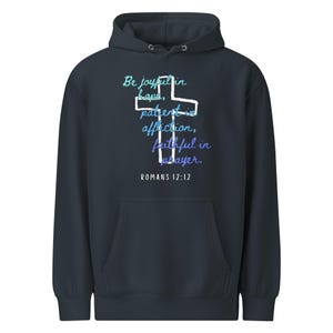 Romans 12:12 sweatshirt Bible verse comfortable clothing cute clothing for women Christian faith apparel religious  gift spiritual hoodie