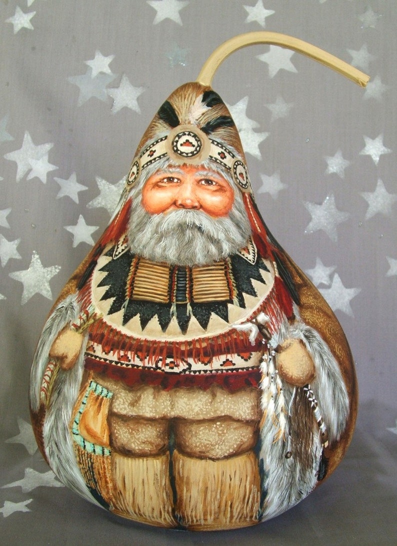 Handsome Fellow Native American Santa gift giver hand Etsy