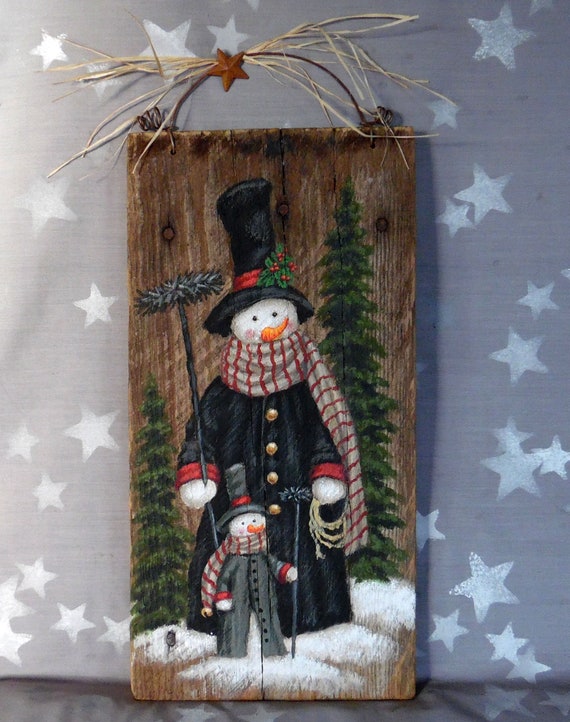 The Chimney Sweeps Apprentice snowmen hand painted art on | Etsy