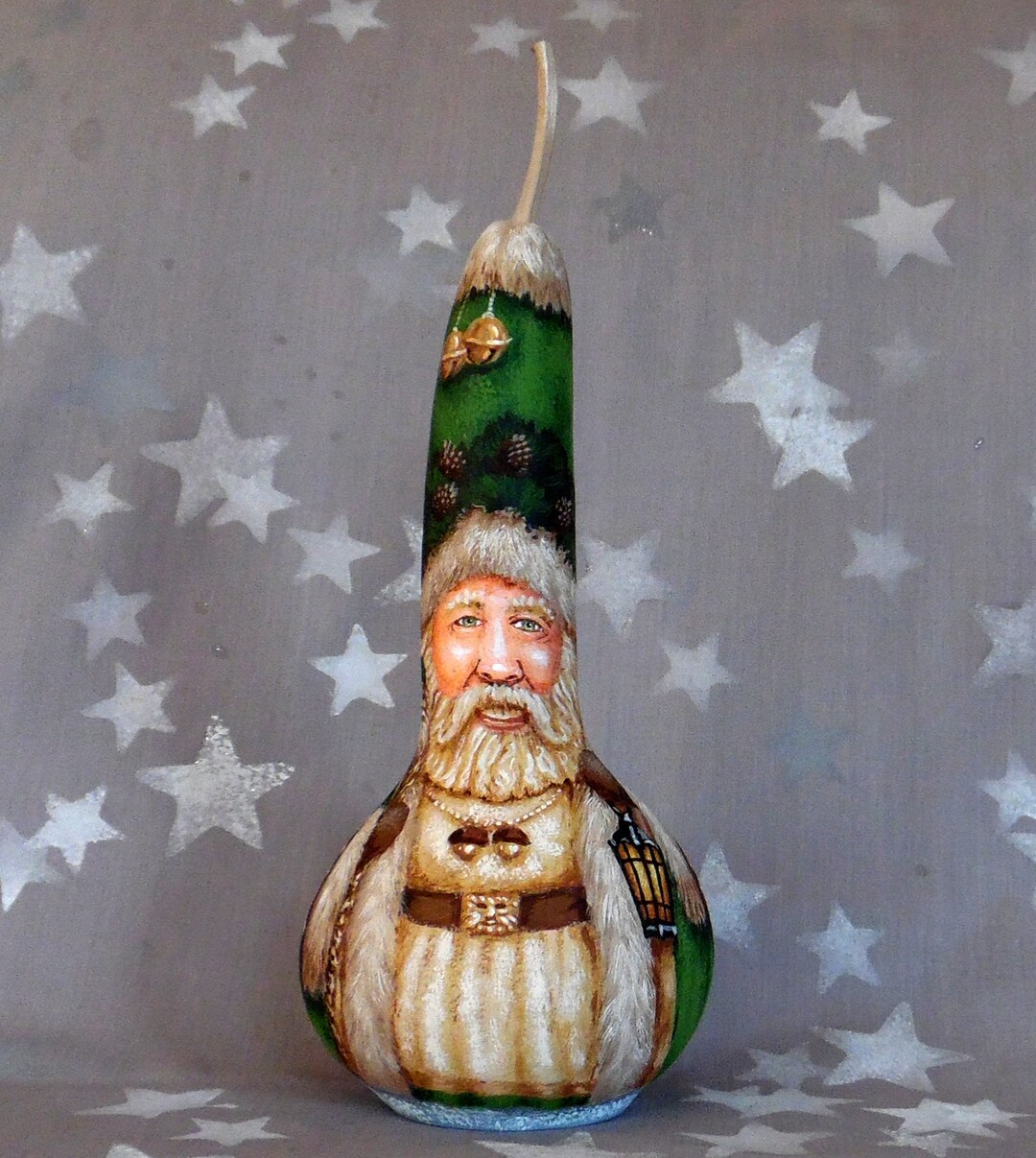 Merry Yule Father Christmas Hand Painted Gourd Santa Claus Etsy