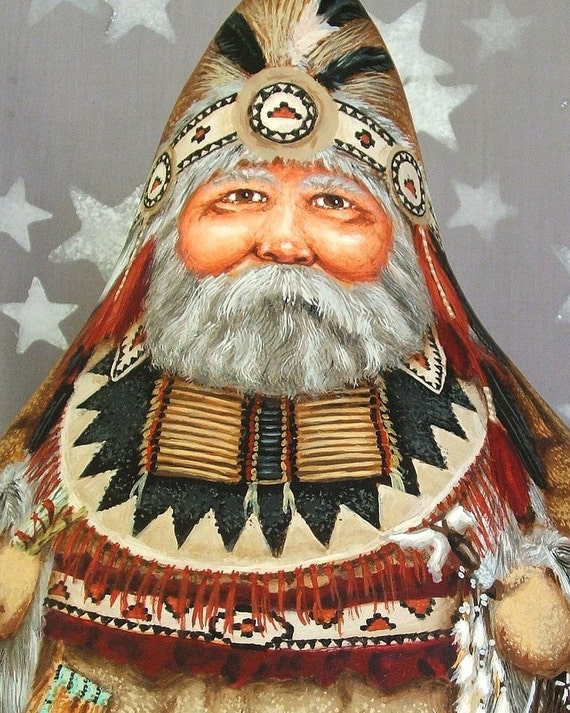 Handsome Fellow Native American Santa gift giver hand Etsy