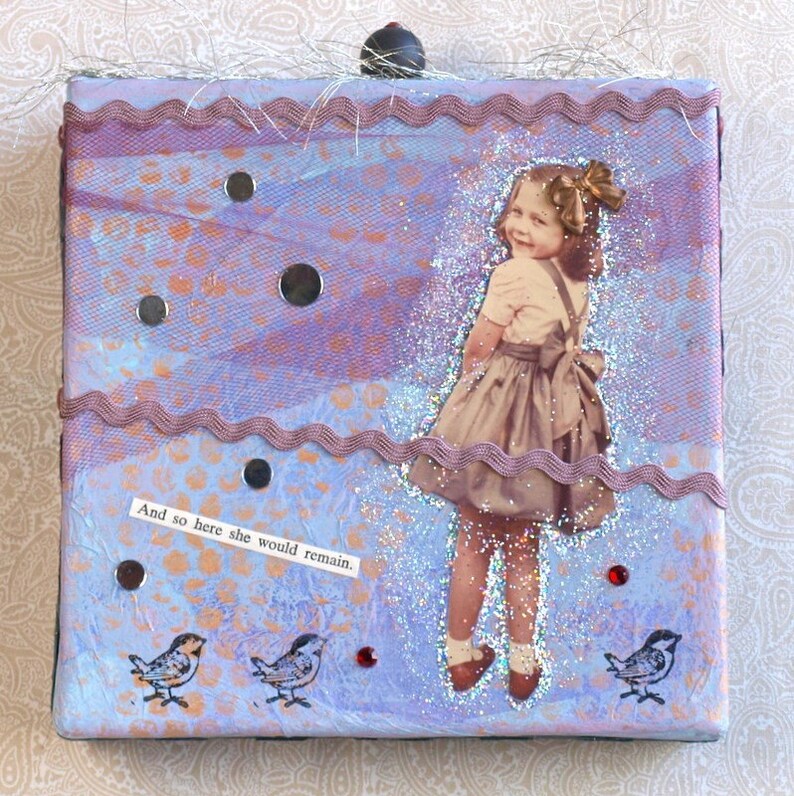 Original Mixed Media Art Collage Vintage Photo Little Girl Etsy