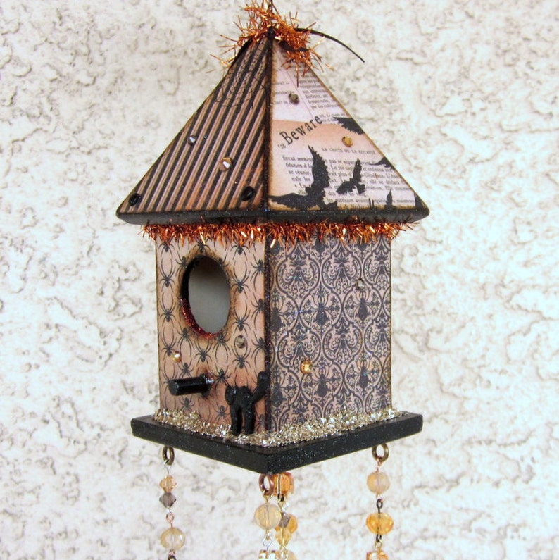 Halloween Decor Birdhouse Suncatcher Beaded Bohemian Spooky Etsy