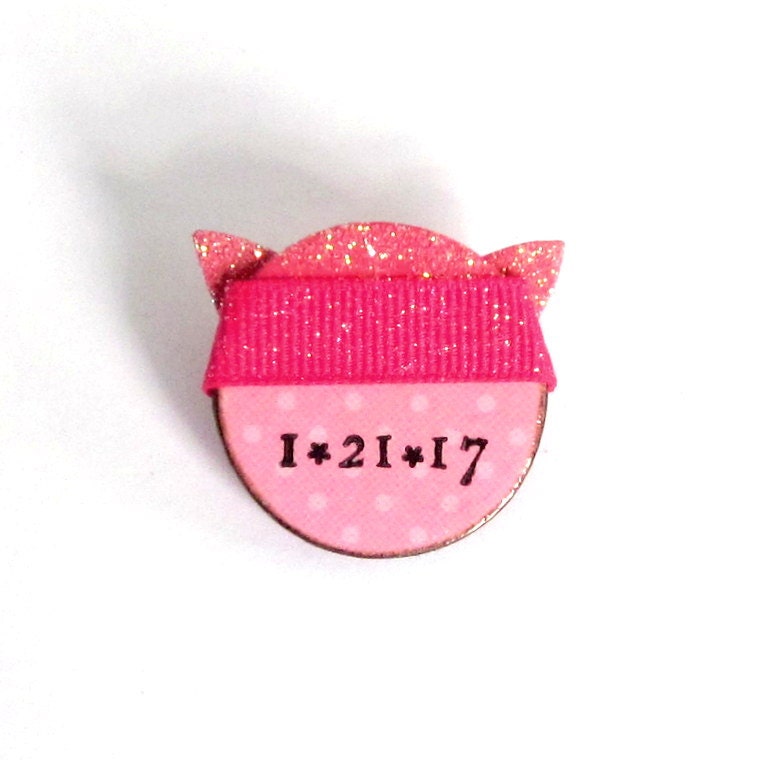 Pussy Hat Magnet Or Pin Womens March Commemorative Pink Pussy Etsy 
