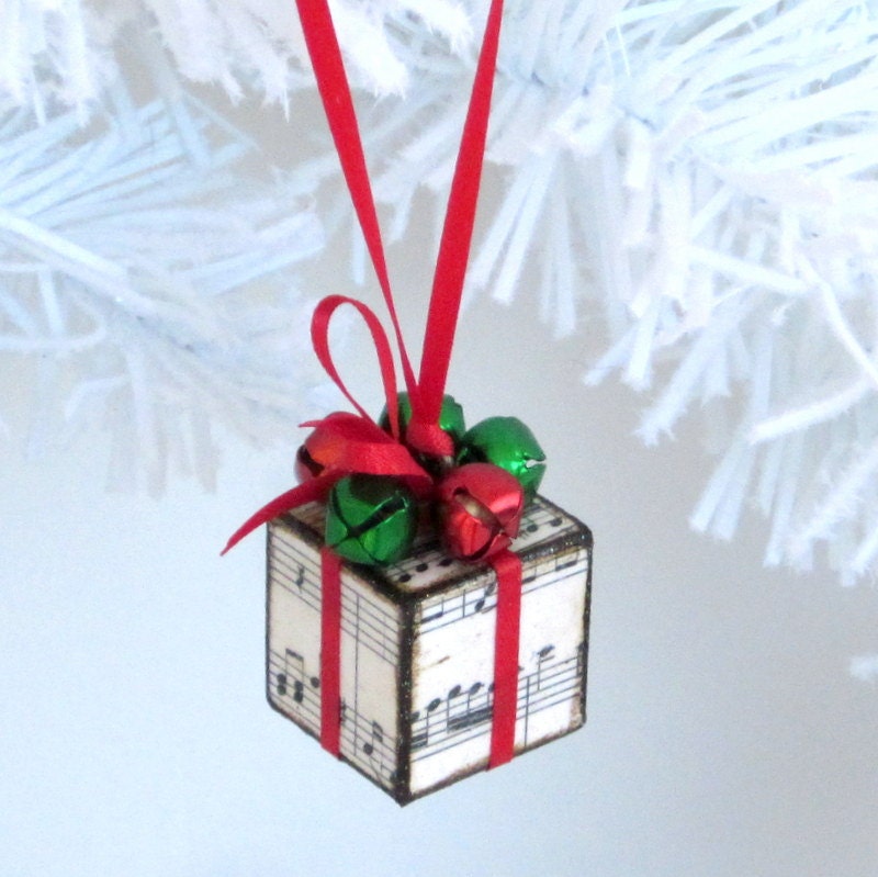 Sheet Music Christmas Tree Ornament With Jingle Bells Red and Etsy
