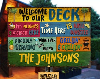 Personalized eck Patio Yard Outdoor Metal Sign Gift #1 Free Ship Custom USA Made 