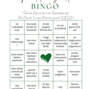 Party game, bingo, guest bingo, wedding bingo