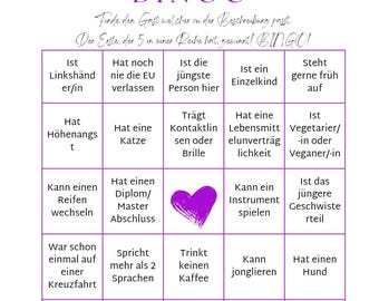 Guest bingo, wedding bingo, bingo