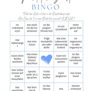 Bingo, party game, guest bingo, wedding bingo