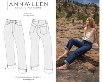 Helene Selvedge Jeans - PDF Sewing Pattern Sizes 00-22