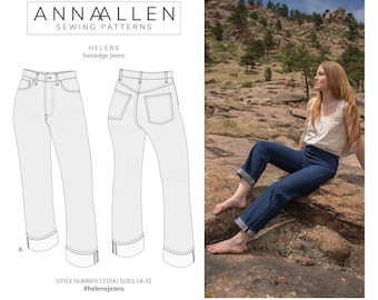 Helene Selvedge Jeans - PDF Sewing Pattern Sizes 14-32
