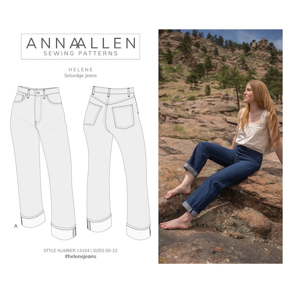 Helene Selvedge Jeans - PDF Sewing Pattern Sizes 00-22