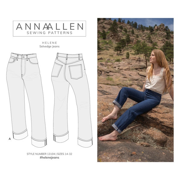 Helene Selvedge Jeans - PDF Schnittmuster Größen 14-32