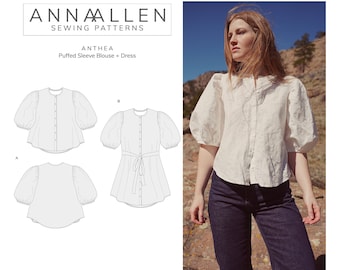 Anthea Blouse + Dress - PDF Sewing Pattern Sizes 00-22