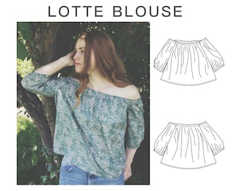 Lotte Blouse Off-The-Shoulder PDF Womens Sewing Pattern Sizes 0-12