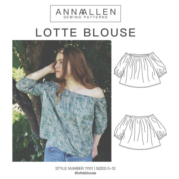 Lotte Blouse Off-The-Shoulder PDF Womens Sewing Pattern Sizes 0-12