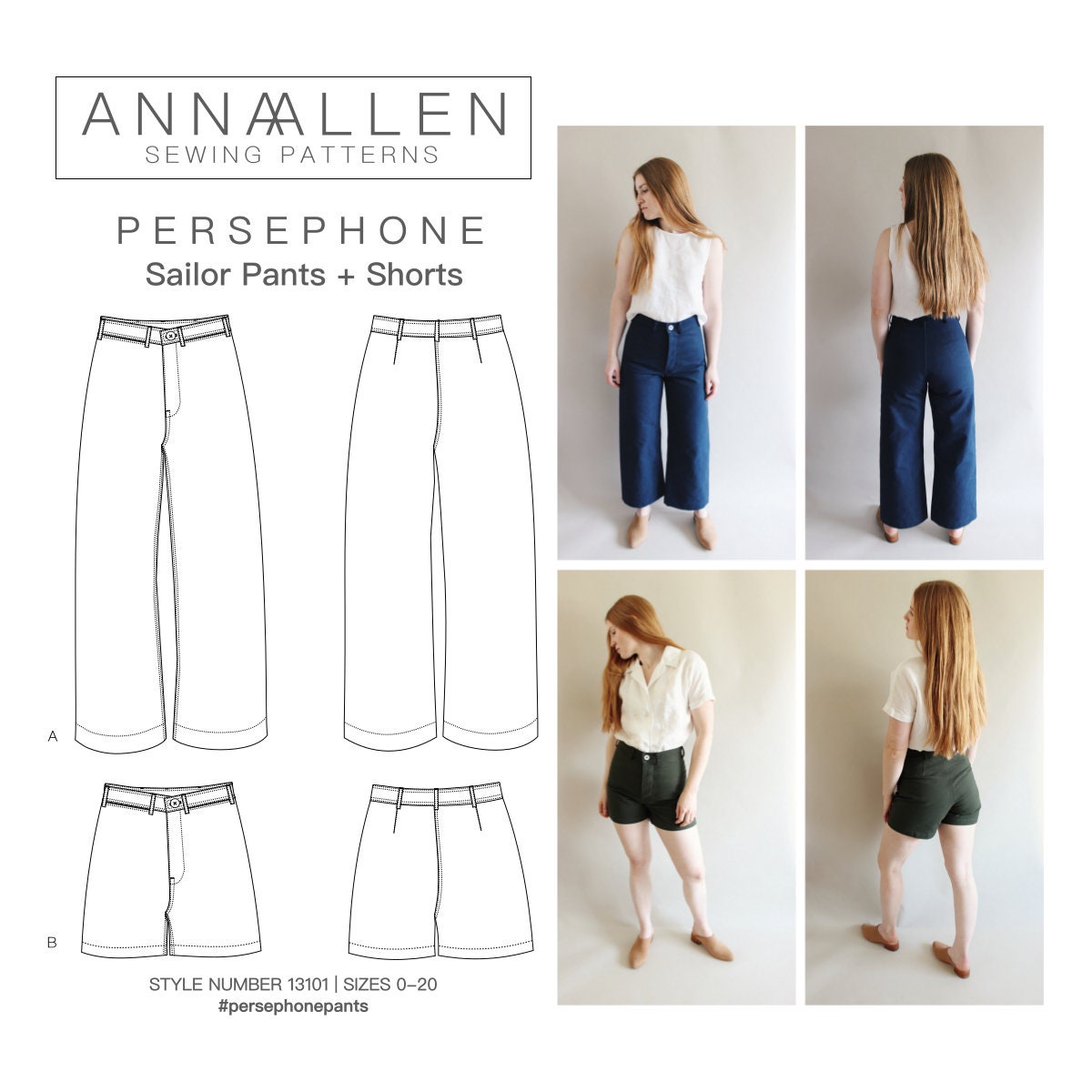 Persephone Pants and Shorts PDF Sewing Pattern Sizes 0-20 