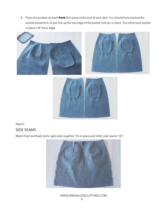 button front denim skirt pattern