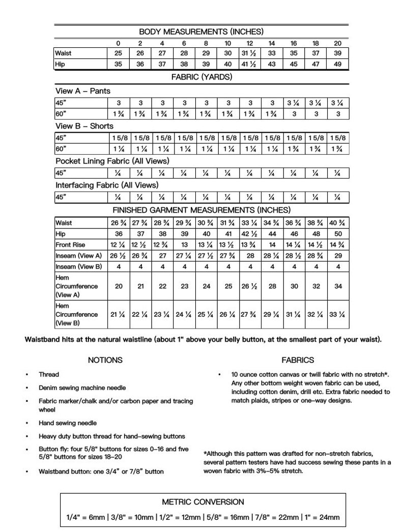 Persephone Hosen und Shorts PDF Schnittmuster Größen 0-20 Bild 2