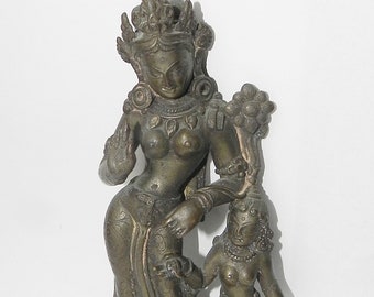 Antique Hindu Bronze of Parvati and Child. Very fine work. Superbly Detailed