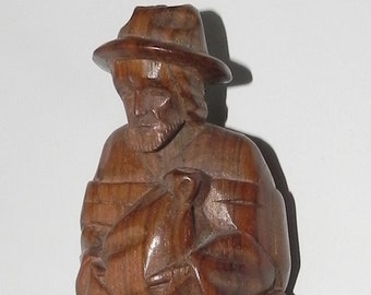 Vintage Wood Carving of Johny Appleseed--very nicely Detailed.