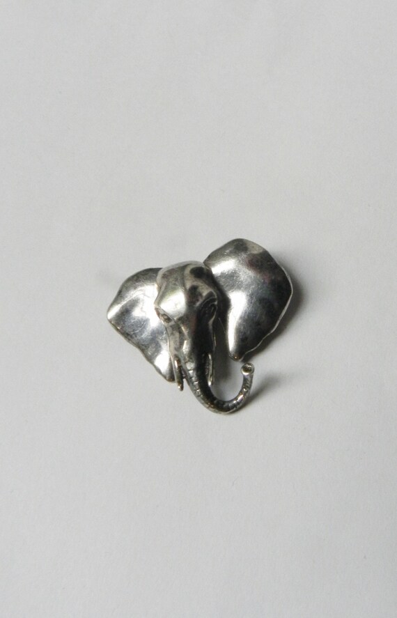 Rare VINTAGE Silver Elephant Head articulated Bro… - image 7