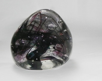 Purple Reign Vintage Blown Art Glass Sculpture--Paperweight from the Northwest Coast. Signed.