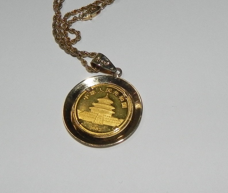 1982 PRC Gold PANDA Coin mounted in Pendant with 14K Gold | Etsy