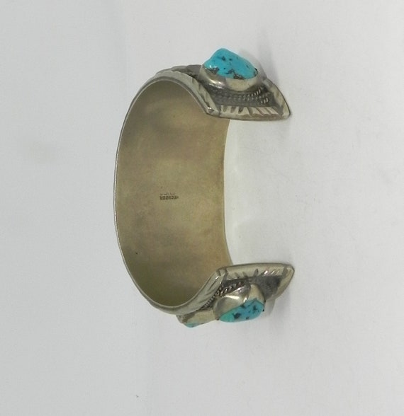 VINTAGE Mexico Handcrafted Silver & Turquoise Nug… - image 7