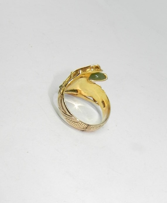 Beautiful Old 10K Gold Dragon Ring with Green Jad… - image 7