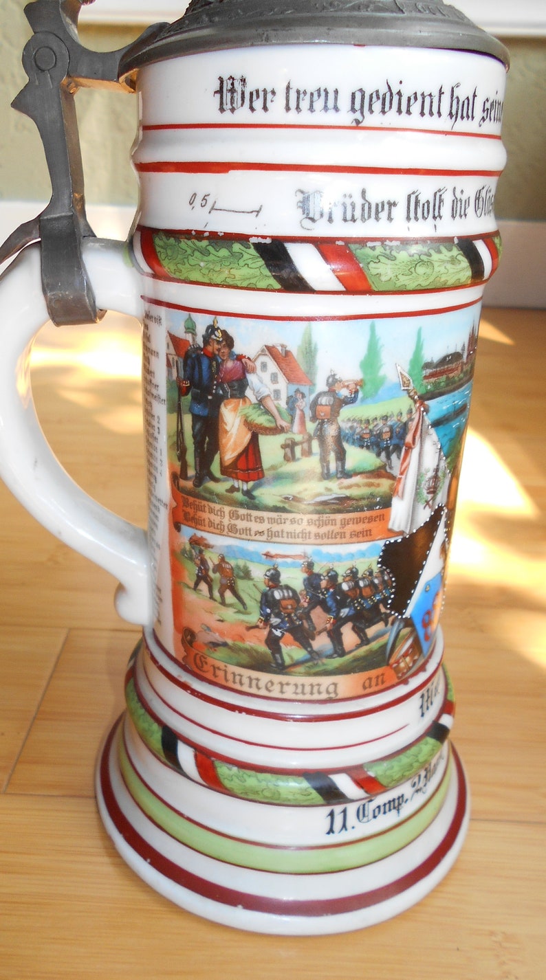 Antique German Army REGIMENTAL Lidded BEER Stein 1908-10. - Etsy